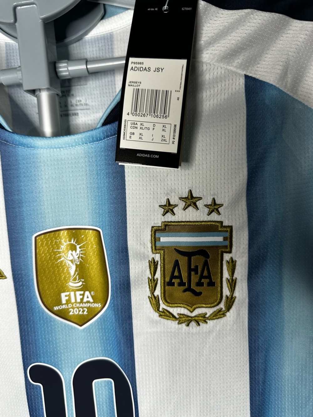 adidas Argentina #10 Soccer Jersey - Sky Blue & White with Gold Accents Size XL - Picture 2 of 4